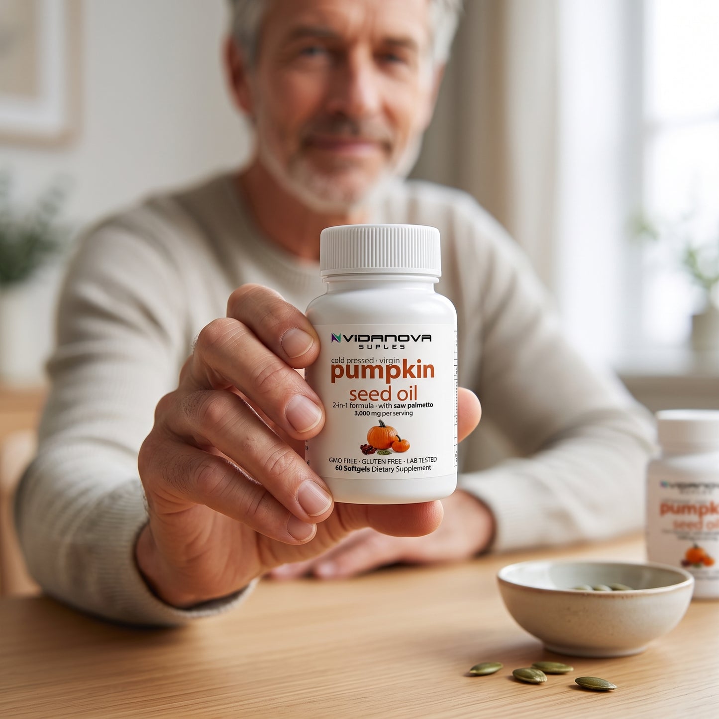Aceite de Semilla de Calabaza & Saw Palmetto 3000mg para Salud Prostática | 60 Softgels (1 Mes)