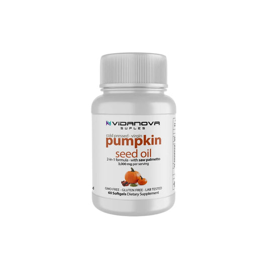 Aceite de Semilla de Calabaza & Saw Palmetto 3000mg para Salud Prostática | 60 Softgels (1 Mes)