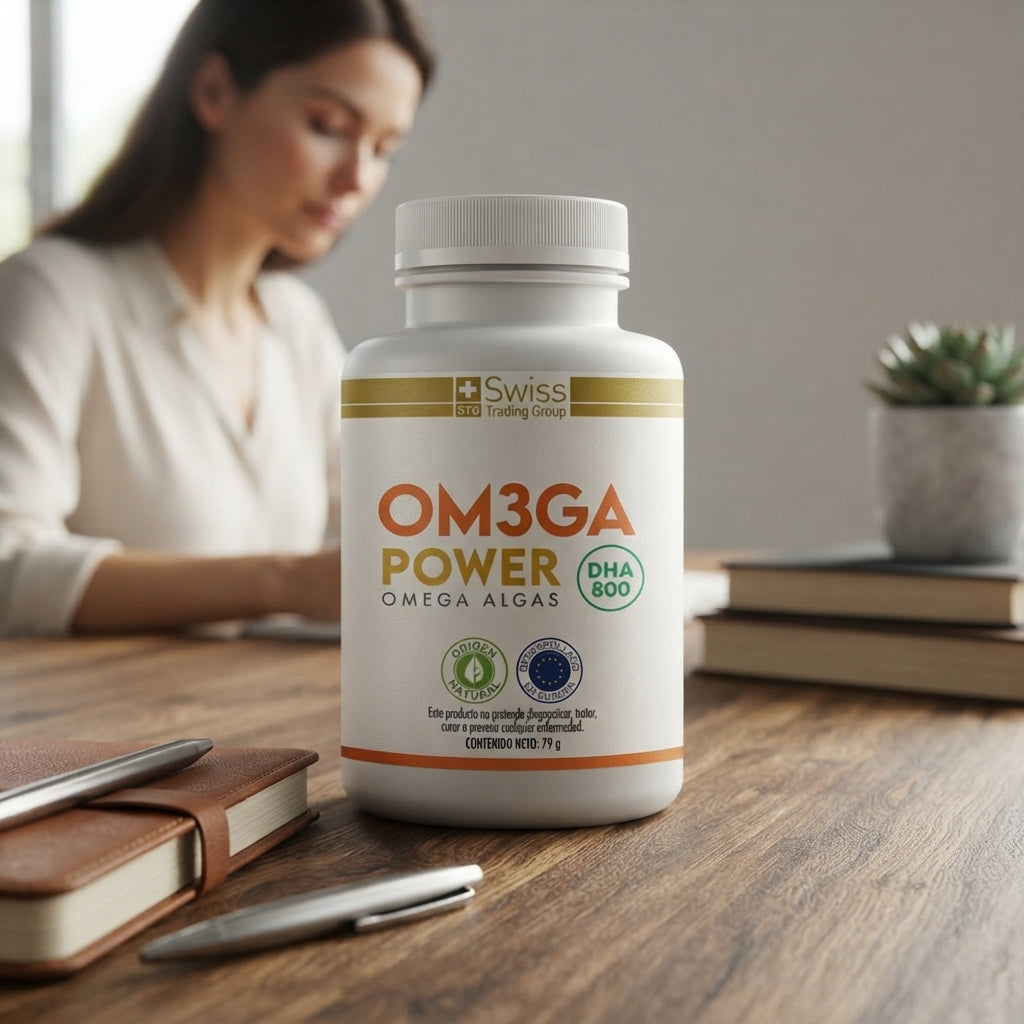 OM3GA Power – Omega 3 de Algas Marinas DHA para Salud Cerebral y Cardiovascular | 60 Cápsulas (1 Mes)